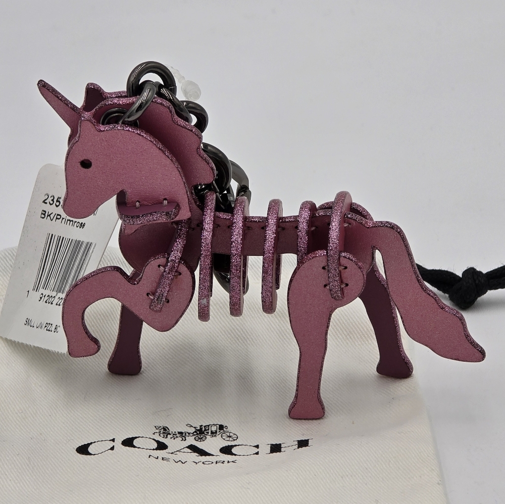 💥🦄NWT🦄💥 Coach Small Unicorn Puzzle Bag Charm/ Keychain, Primrose